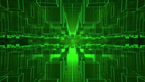 3D looping glowing green cyberspace digital cube grid tunnel with dynamic lines and lights vibrant neon futuristic technology and AI abstract sci-fi VR simulation reality room  glitch 4K VJ wallpaper - Powered by Shutterstock - Get 15% off with code: PIKWIZARD15
