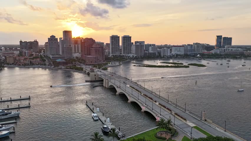 aerial timelapse video of West Palm Beach Okeechobee Bridge