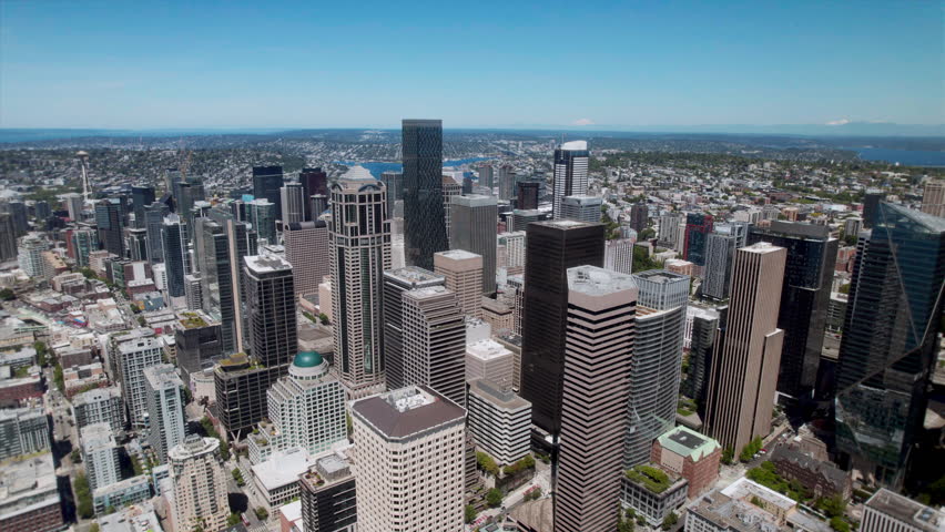 City Buildings Aerial Background Downtown Seattle