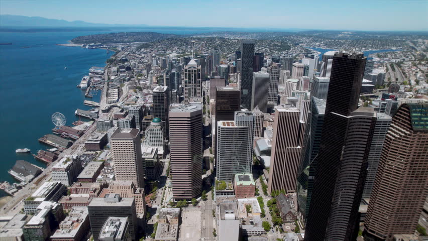Seattle Washington USA City Helicopter Perspective