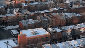 Aerial view of Bedford-Stuyvesant Brooklyn on a winter day. Shot in New York City - Powered by Shutterstock - Get 15% off with code: PIKWIZARD15