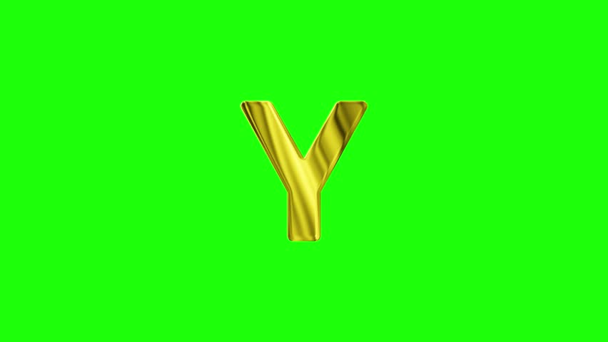 Alphabet Y golden animation text, Gold Letter with green screen background