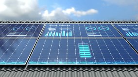 Solar Panels Installed on Rooftop with digital display data, Green alternative energy concept. - Powered by Shutterstock - Get 15% off with code: PIKWIZARD15