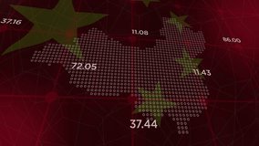 4K China Maps 3D Neon Glowing Declining Red Line Decreasing with Flag Landscape - Powered by Shutterstock - Get 15% off with code: PIKWIZARD15