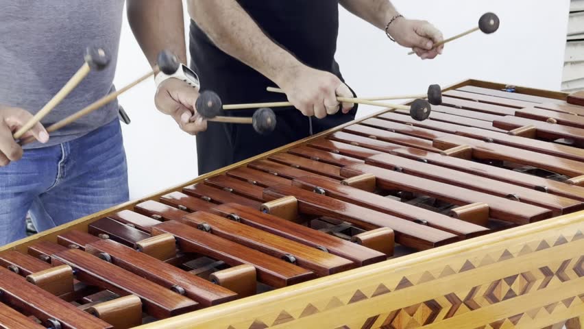 Closeup of Men Playing the Marimba in Mexico
