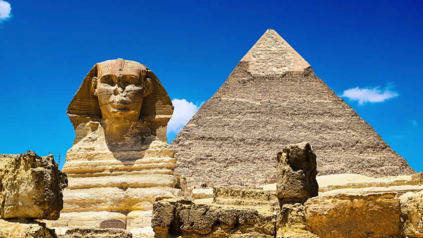 The Great Sphinx famous Wonder of the World, Egypt, Giza View on the Great Sphinx and the Ruins of Egypt Necropolis in Giza View on the Great Sphinx and the Ruins of Egypt Necropolis in Giza