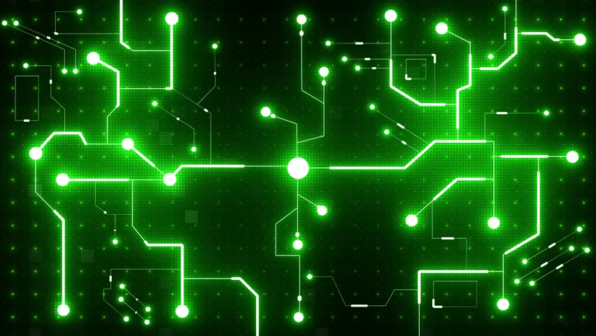 Abstract Green Technology background. Electronic Circuit board futuristic neon light with Electrical energy symbol. Concept of using clean energy, energy saving, renewable energy. - Powered by Shutterstock - Get 15% off with code: PIKWIZARD15