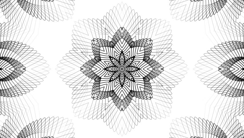 Celestial symmetrical flow, black and white mandala, refined islamic art