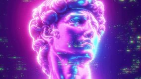 Sculpture and neon glitch artifacts. Classic art mixed with digital age - Powered by Shutterstock - Get 15% off with code: PIKWIZARD15