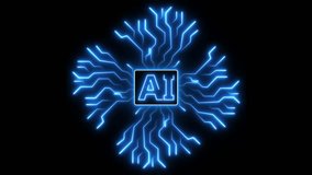 High tech neon circuit board. Glowing green AI circuit animation. futuristic digital Data moving on Circuit Board - Powered by Shutterstock - Get 15% off with code: PIKWIZARD15