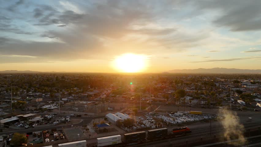 Scenic Drone Shot of Phoenix Sunset