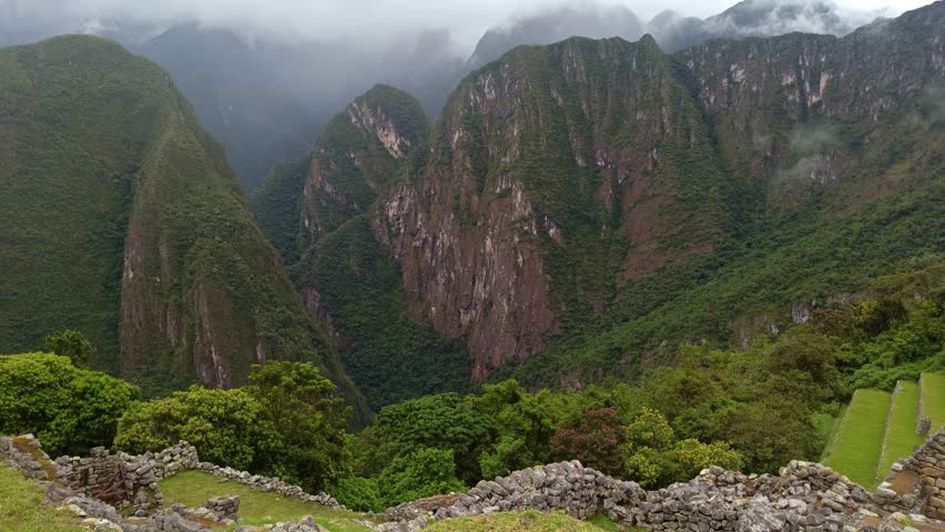 Machu Picchu ancient city view from Huchu