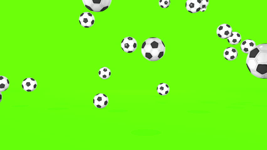 Spinning Soccer Ball green screen animation. soccer ball hits the ground in slow motion on a green background. 