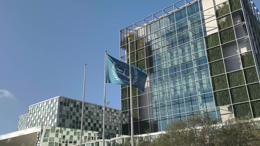 Panorama view of The International Criminal Court in The Hague , Netherlands. Building of International Court of Justice in Den Haag, Holland. Netherlands, Europe