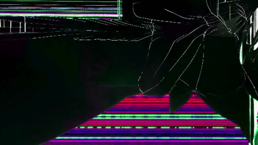 Cracked monitor screen. Broken monitor, cracked monitor display close up shot