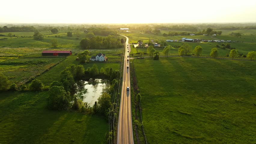 Flying over US Route 460 near Georgetown in Kentucky