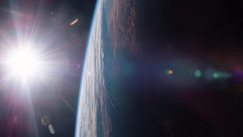 Establishing Shot of Low Earth Orbit as Asteroid Makes a Close Pass