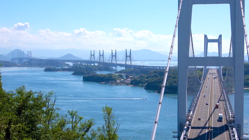 Seto Ohashi Bridge, Car driving from Mt. Washuu (Okayama Prefecture, Kurashiki City)