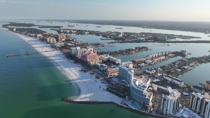 Sunset Clearwater Beach At Clearwater Florida United States. Capturing The Hustle And Bustle Of A Vibrant City From Above. Sunrise Clouds Beach Sea. Sunrise International Travel. Clearwater Florida.