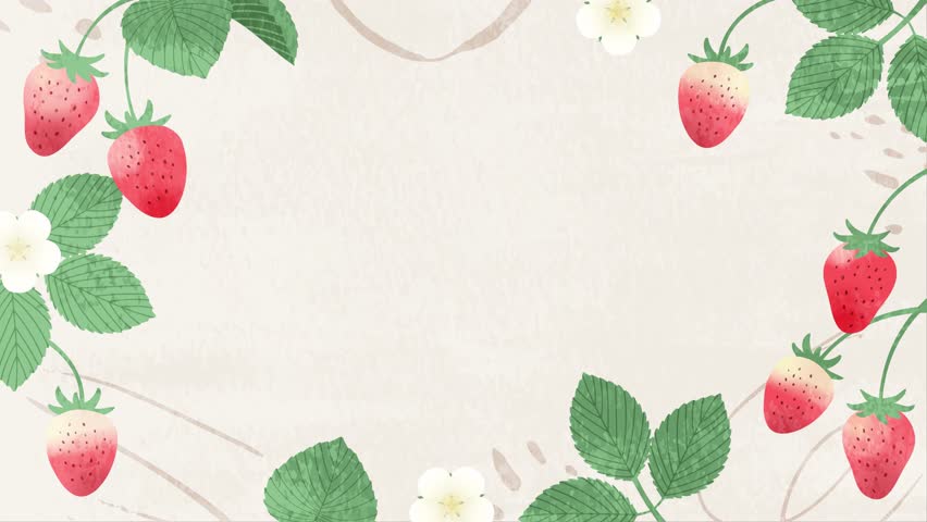 Background animation of strawberry illustration with watercolor touch
