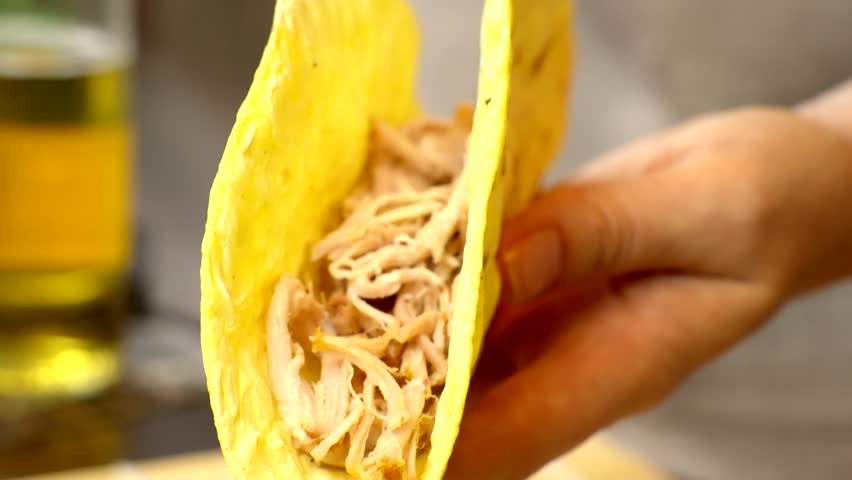 Tacos Filled Meat. Tasty Mexican Homemade  Soft Shell Beef Tacos. Mexican Food Burrito. Tortilla Fast Food. Mexican Pork Carnitas Tacos Fajitas. American Taco Salsa Corn Tortilla Carne Asada Fast Food