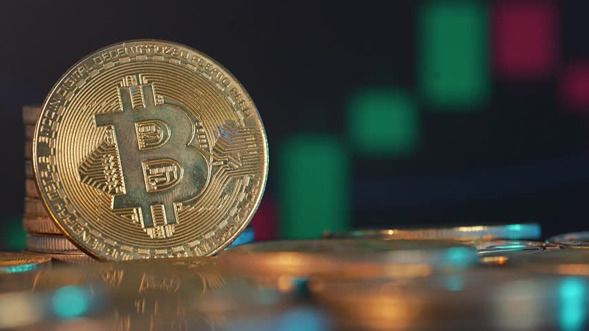 Bitcoin coin crypto market graph background. Bitcoin symbolizes growth crypto market currency trends. Crypto graph highlights volatility investment opportunities. Bitcoin crypto market dynamic concept