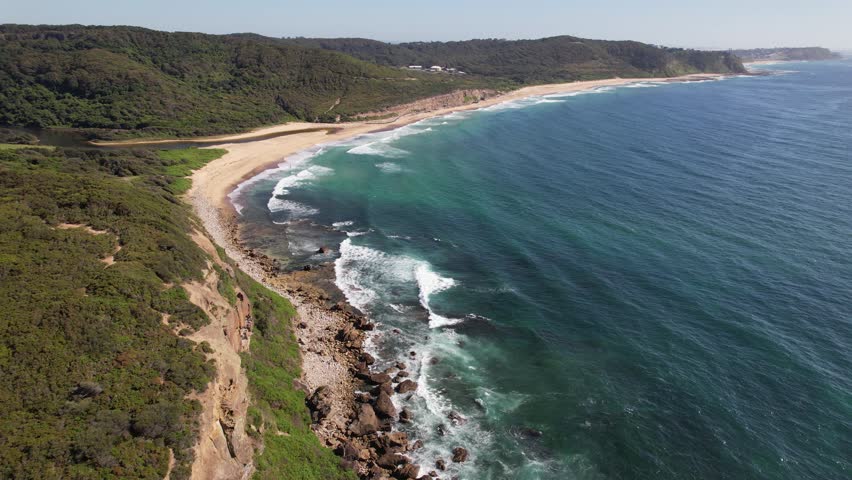 Little Redhead Cliff Top Walk In Whitebridge, New South Wales, Australia - Aerial Shot