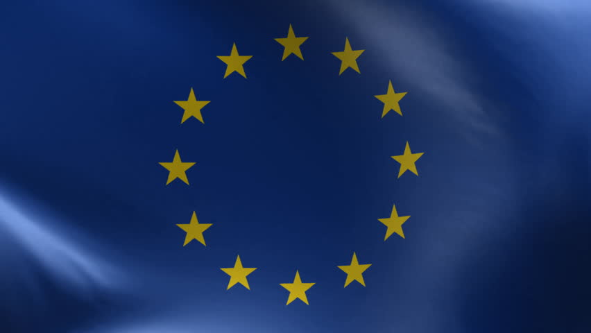 European Union flag waving perfect loop 4K
