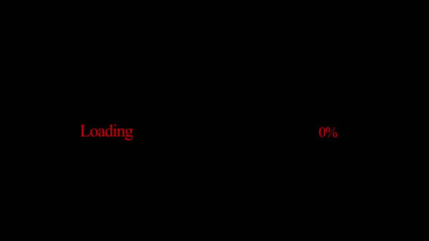Red Loading bar, waiting loading bar animation, software update icon on black background.4k video Loading icon animation Loading bar and percentage Futuristic progress bar 0-100 percent.