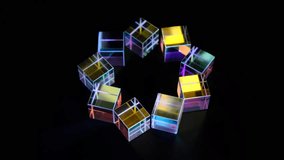 Crystal cube prism with refraction and holographic effect on dark background - Powered by Shutterstock - Get 15% off with code: PIKWIZARD15