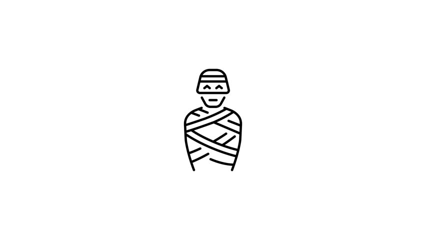 Egyptian mummy animated icon in line style 