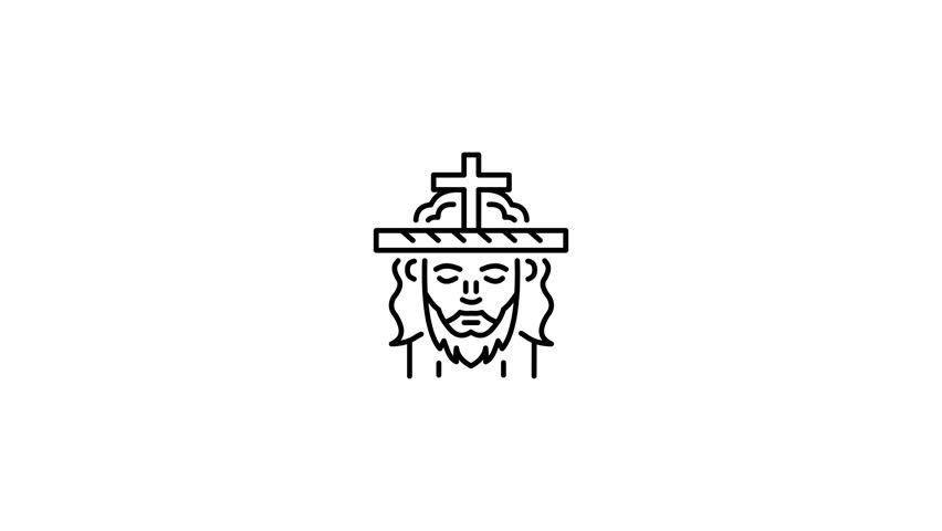 Christ face animated icon in linear style 
