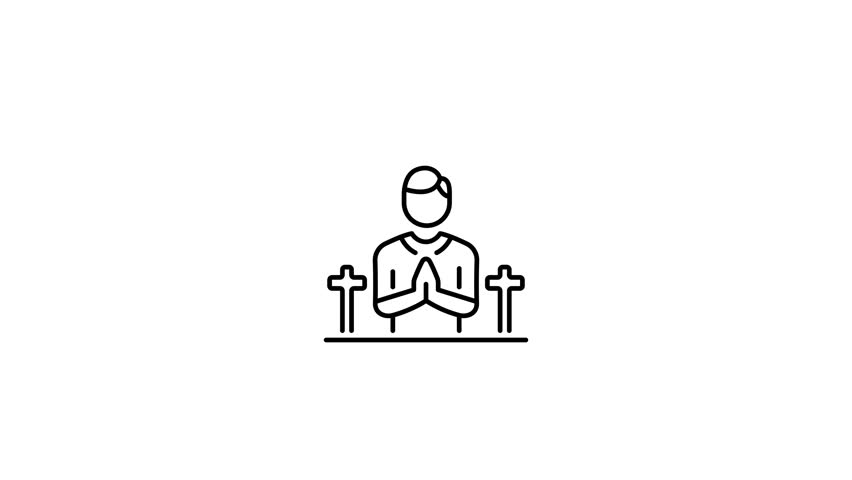 Christian praying animated icon in linear style 