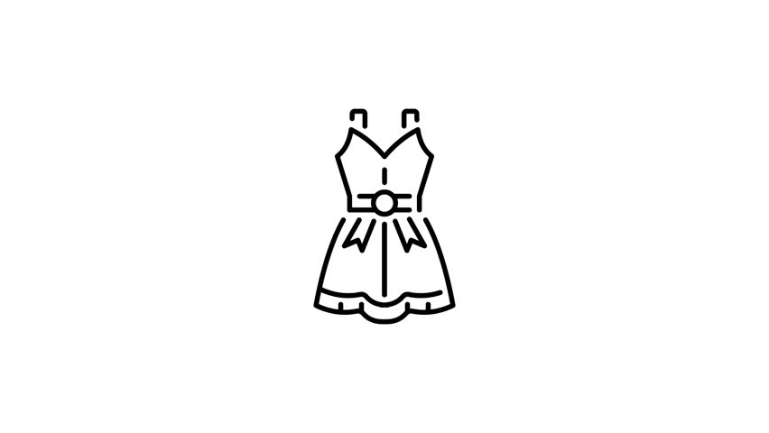 Sleeveless dress with a waist bow, line style animated icon 