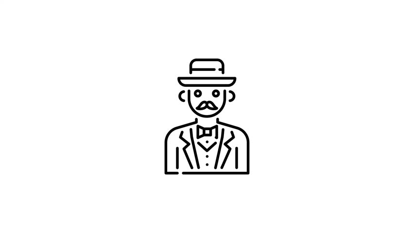 A linear character animated icon of gentleman fashion