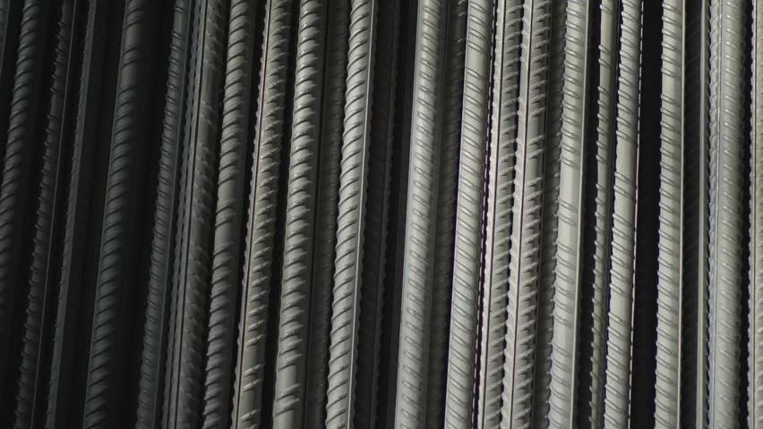 A set of reinforced steel. Steel armature. Gray new metal fittings. The bars of reinforcement. 