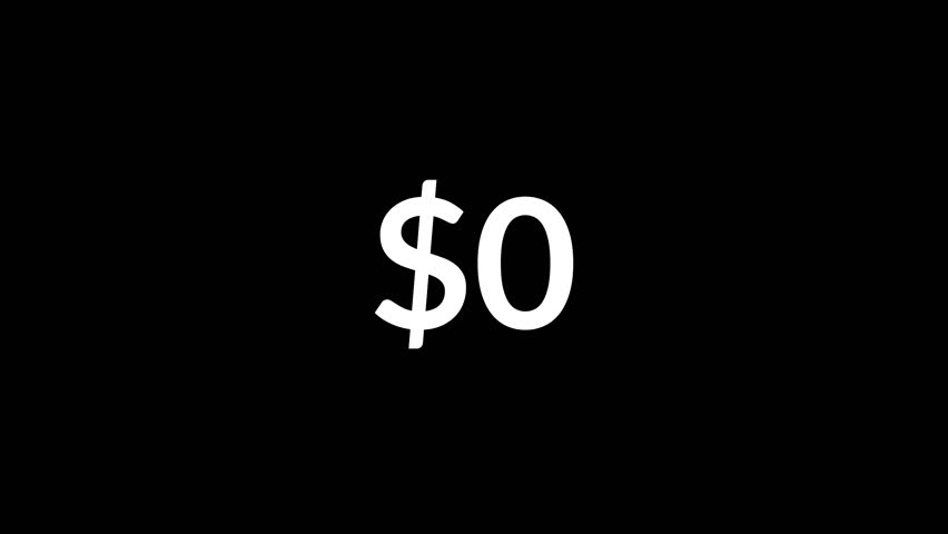 Dollar counter animation on a black background