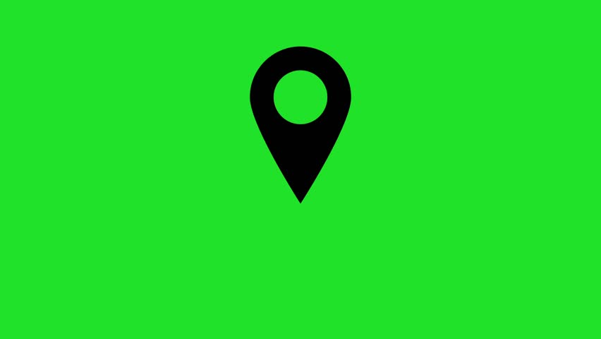 Animated GPS location pointer on a green screen background