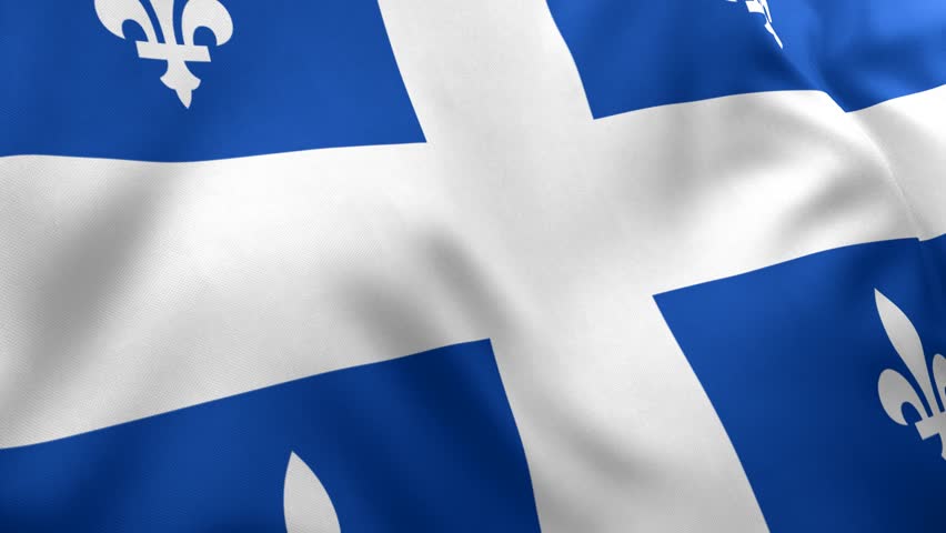Quebec Flag, Canada, Low Angle View, 3D Render
