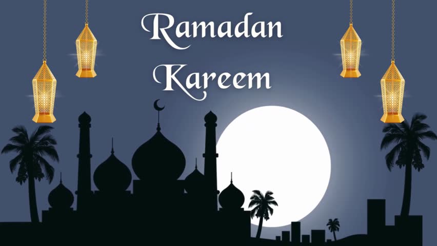 Ramadan Kareem greeting motion design animation. Islamic Lantern or lamp beautiful 4K Ramadan greeting design concept. stock video 4K resolution, summary, Allah