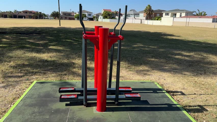 Outdoor gym leg warm up machine or apparatus in a park in Cape Town.