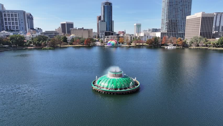 Orlando Skyline At Orlando Florida United States. Famous Botanical Garden Showing The Around The City. Business Sky Background Downtown Cityscape. Business Famous. Orlando Florida.