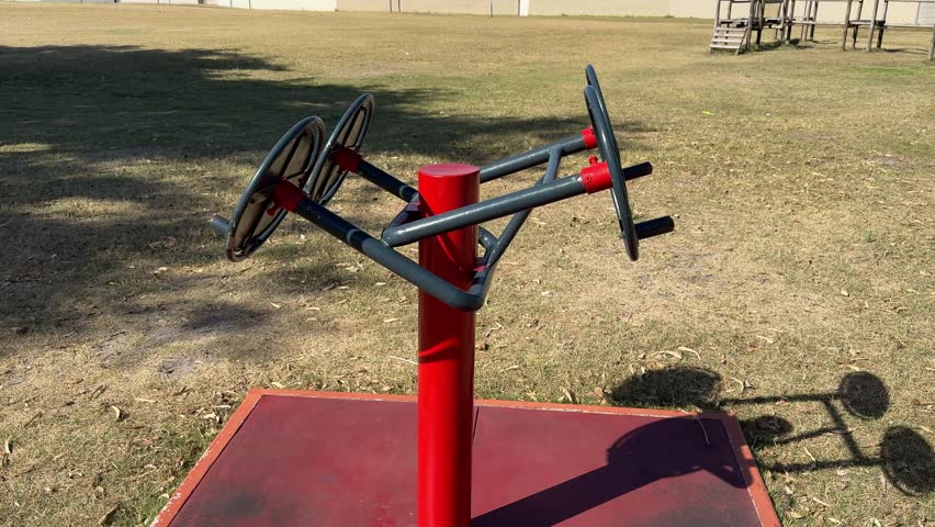 Outdoor gym exercises apparatus in a park in Cape Town.