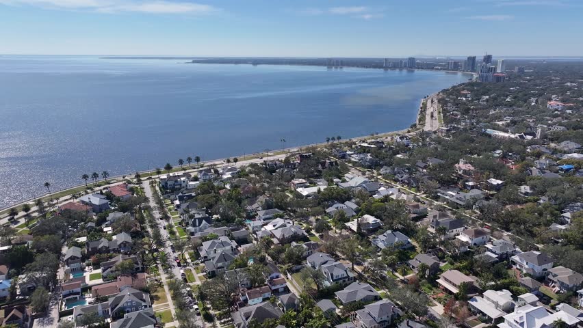 Tampa Bay At Tampa Florida United States. Aerial View Of A High-Rise Buildings And Traffic Showcasing Urban Life. Paradise Island Landscape Heaven Vibrant. Paradise Island Summertime. Tampa Florida.