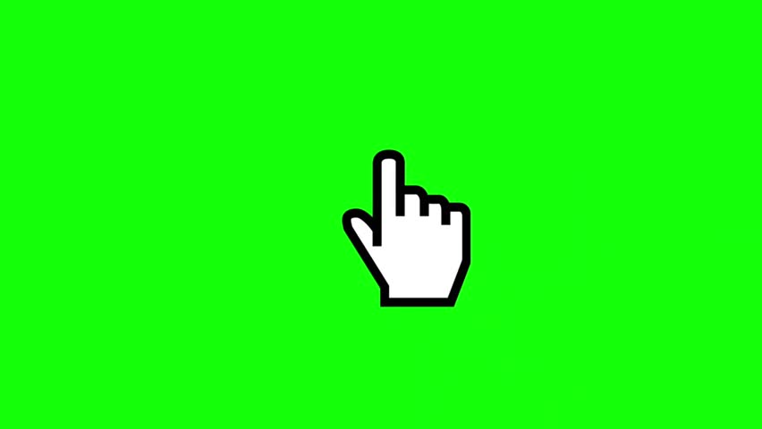 arrow or hand cursor animation. Single click and double click animated icons. Mouse cursor icon. Internet and Technology.4K green screen