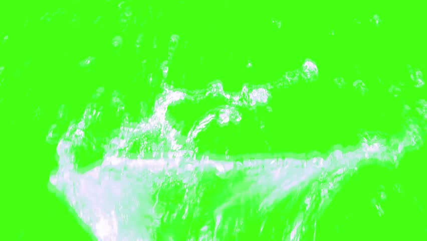 Splashing water on green screen background, easy to use.