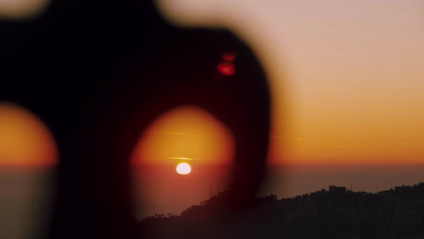 Beautiful sunset behind the hills in Shimla city 4K stock video