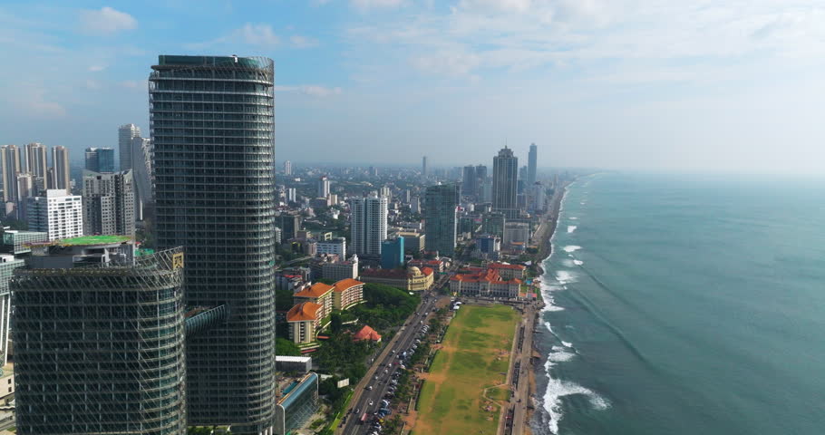Colombo, Capital Of Sri Lanka With View Of The Ocean - Aerial Shot