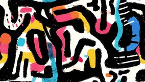 Abstract street art graffiti seamless looped background pattern with wild black and white shapes, colorful doodles, playful forms, and bold lines. - Powered by Shutterstock - Get 15% off with code: PIKWIZARD15
