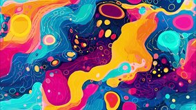 Abstract, colorful cartoon liquid art seamless looped background, flowing shapes bubbles and patterns. Psychedelic vector style, dark colors, surreal, futuristic, 2D. - Powered by Shutterstock - Get 15% off with code: PIKWIZARD15